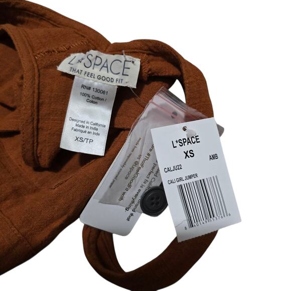 Nwt L* space Cali Girl Overalls Brown Jumper Cotton XS - Picture 5 of 8